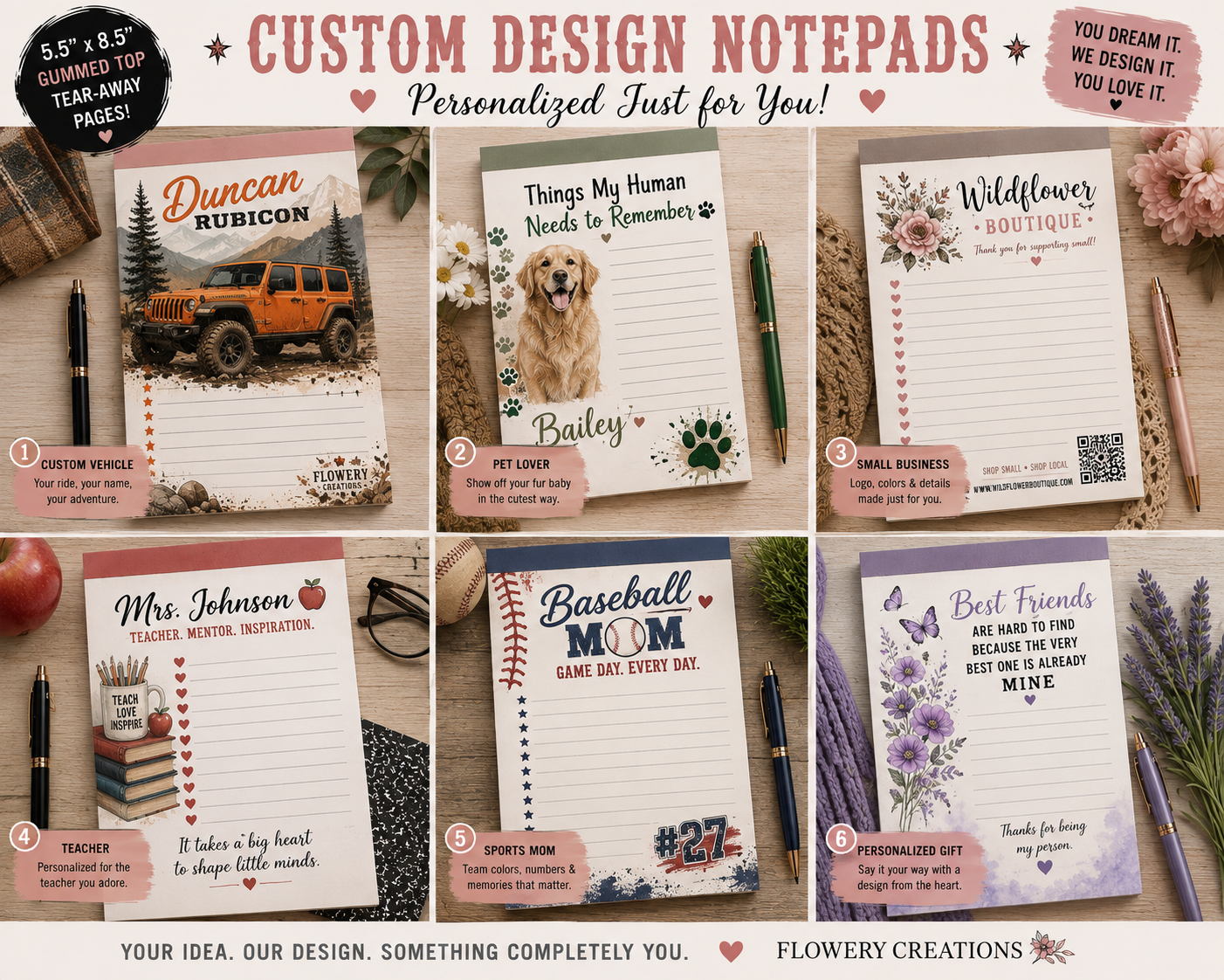 Custom Design Notepad | Personalized Just for You (Pack of 5)