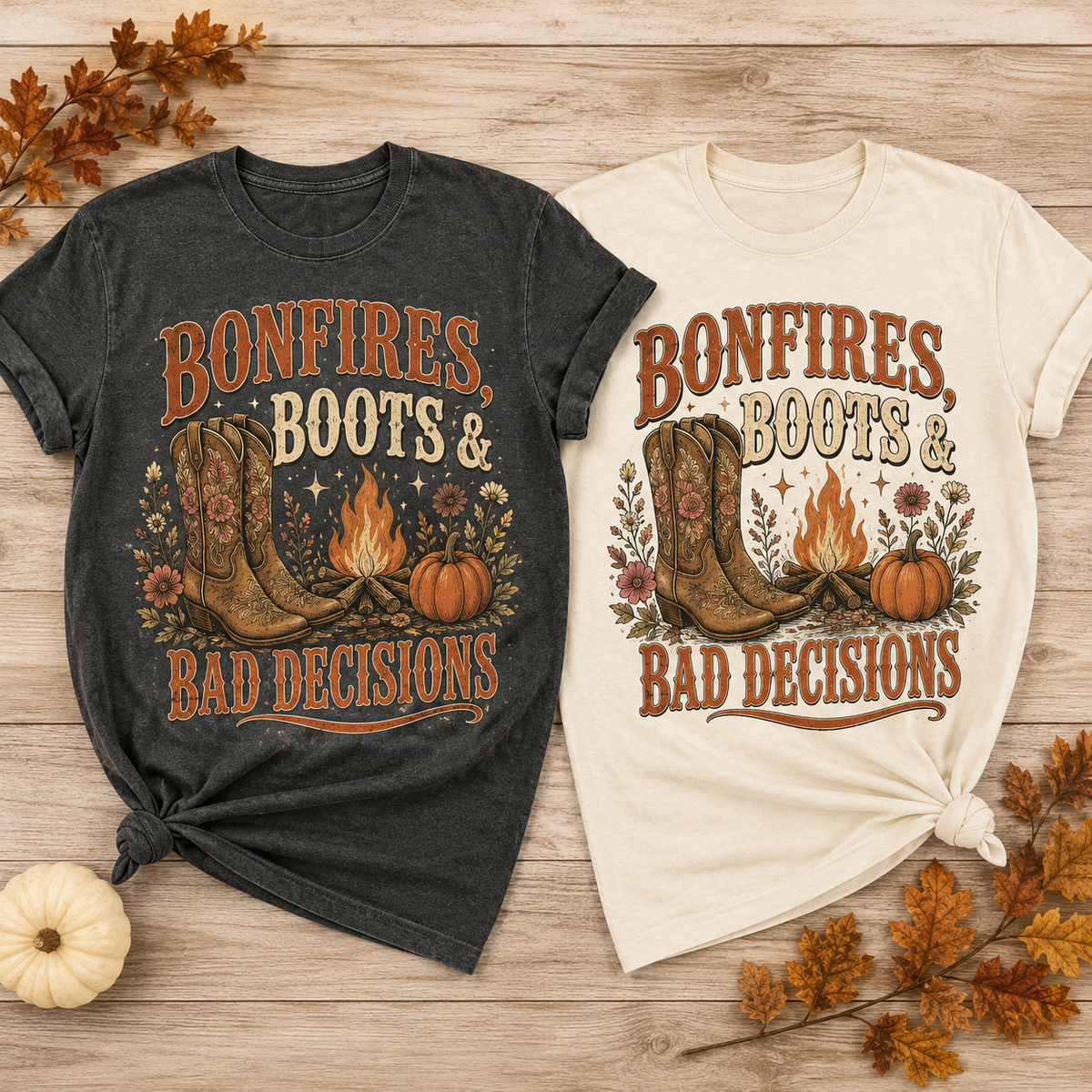 Bonfires, Boots & Bad Decisions | Fall Boutique Tee