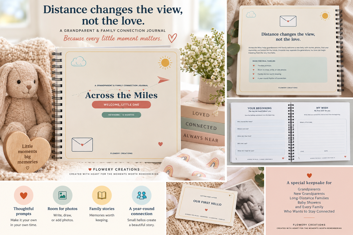 Across the Miles: Welcome, Little One | Newborn–12 Months Grandparent & Family Connection Journal