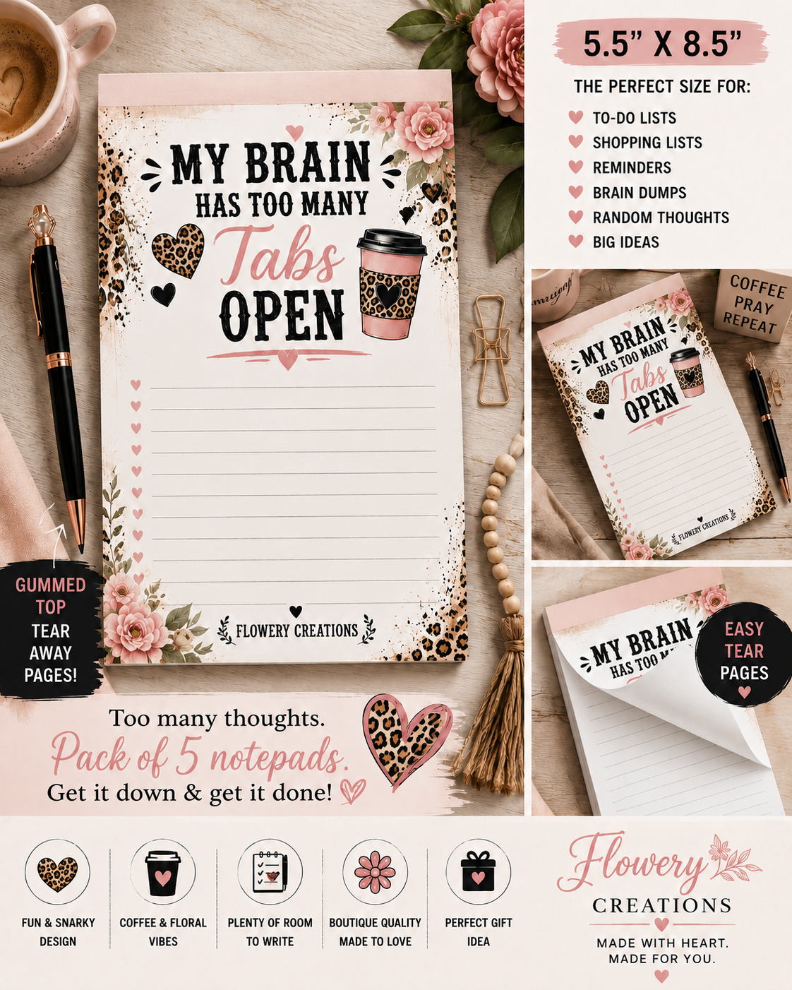 My Brain Has Too Many Tabs Open Notepad (Pack of 5)